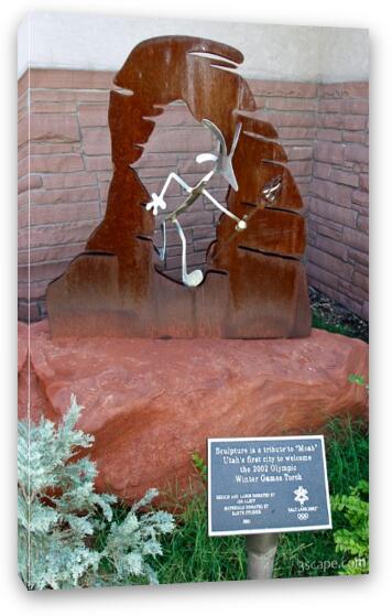 Sculpture is a tribute to Moab, Utah's first city to welcome the 2002 Olympic Winter Games Torch Fine Art Canvas Print