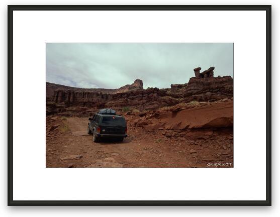 Jeep on Shafer Trail Framed Fine Art Print