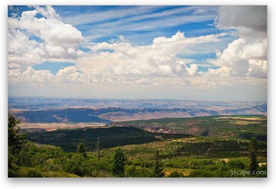 View of the desert valley from the much cooler mountains Fine Art Print