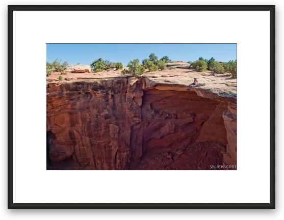 Mark on the lip of a drop, with nothing under him Framed Fine Art Print