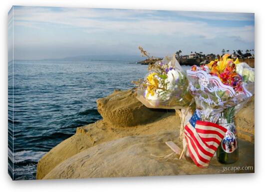A memorial to someone who died near these bluffs Fine Art Canvas Print