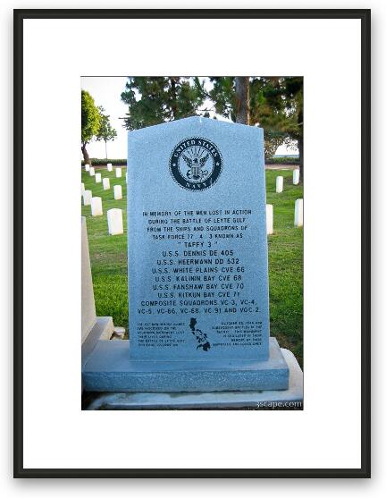 In memory of the men lost in action during the battle of Leyte Gulf Framed Fine Art Print