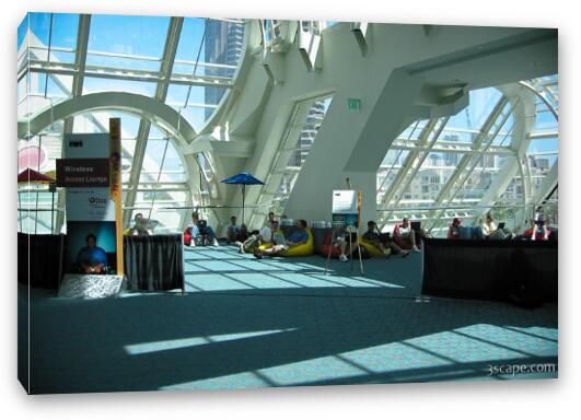 Cisco Systems wireless access lounge, during a conference Fine Art Canvas Print