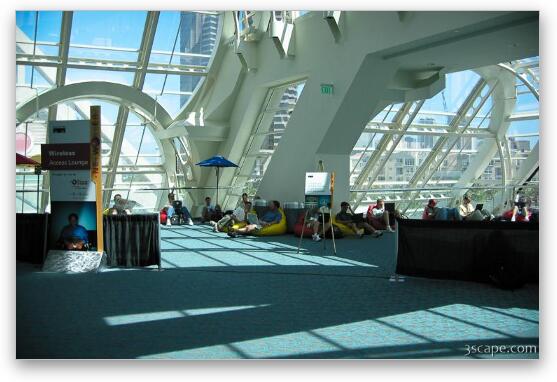 Cisco Systems wireless access lounge, during a conference Fine Art Print