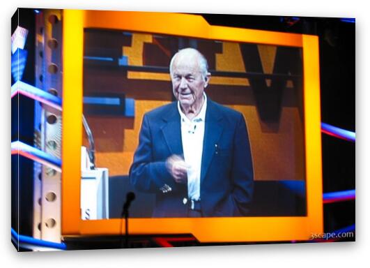 Chuck Yeager giving a speech Fine Art Canvas Print