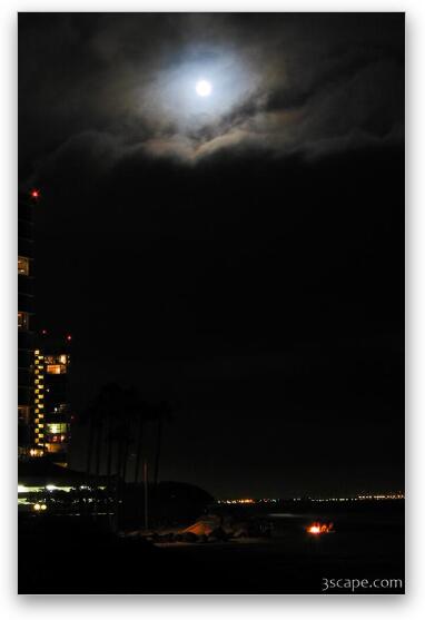 Hanging out by a beach fire under the pale blue moon... Fine Art Metal Print