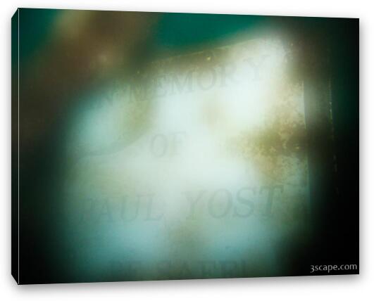 One of many memorial plaques left for divers who have died here (my lens was fogged) Fine Art Canvas Print