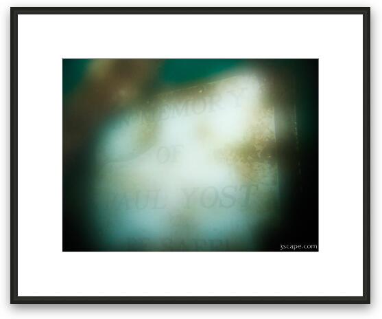 One of many memorial plaques left for divers who have died here (my lens was fogged) Framed Fine Art Print