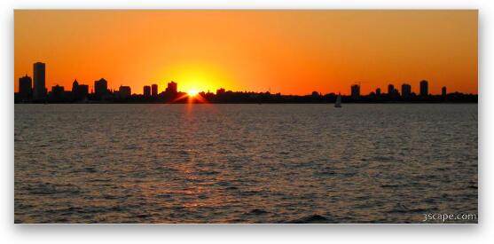 The Milwaukee skyline at sunset Fine Art Metal Print