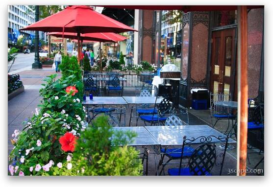 One of many downtown restaurants with outdoor seating Fine Art Print