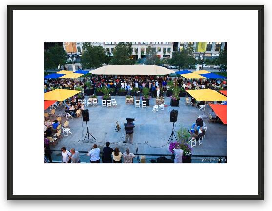 The square that becomes an ice rink in the winter. Framed Fine Art Print