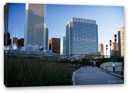 Lurie Garden, and pavillion in the background Fine Art Canvas Print