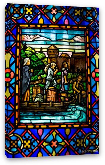 Stained glass window at First United Methodist Church (Chicago Temple) Fine Art Canvas Print