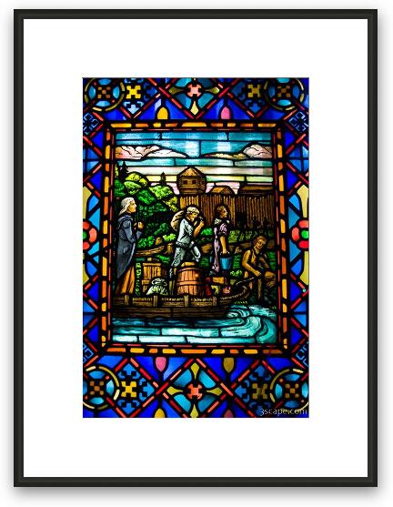 Stained glass window at First United Methodist Church (Chicago Temple) Framed Fine Art Print