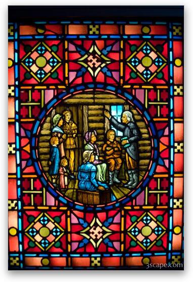 Stained glass window at First United Methodist Church (Chicago Temple) Fine Art Metal Print
