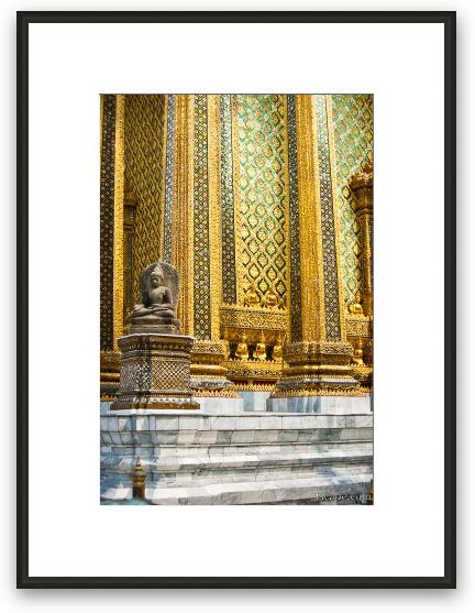 Statue at Phra Mondop Library Framed Fine Art Print