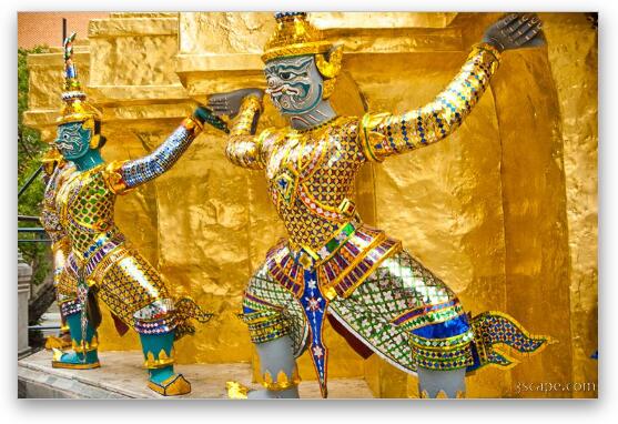 Khon figures guarding a stupa Fine Art Print