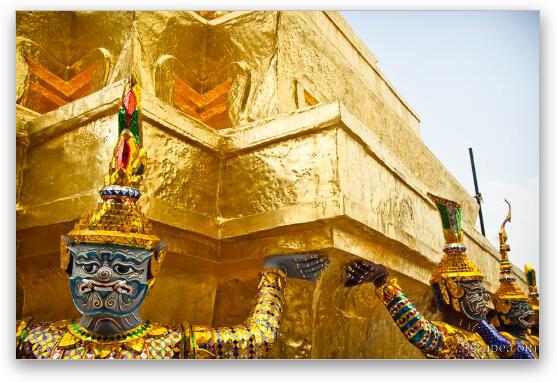 Khon figures guarding a stupa Fine Art Metal Print