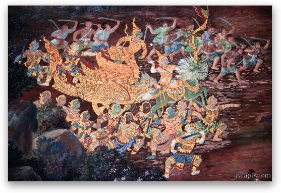 Ancient fresco - Ramakien Gallery Fine Art Metal Print