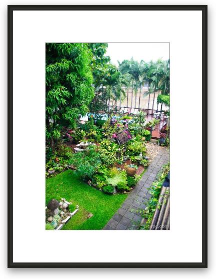The gardens at River View Lodge Framed Fine Art Print