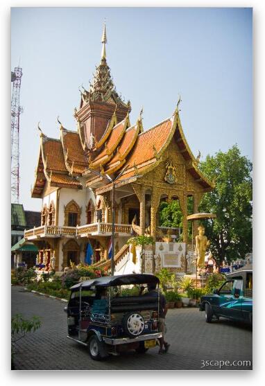 One of many temples, Wat Bupharam Fine Art Metal Print