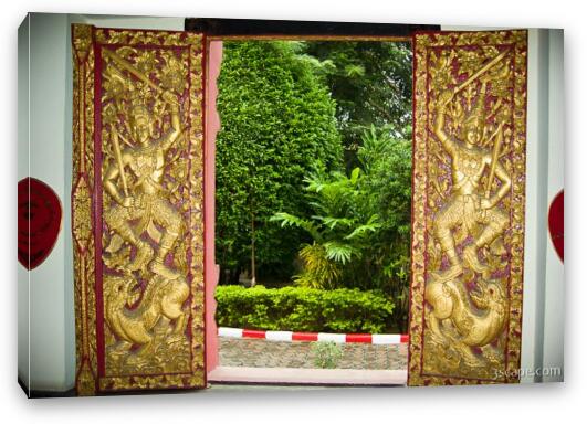 Wat Phan On doors Fine Art Canvas Print
