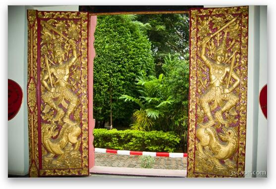 Wat Phan On doors Fine Art Metal Print