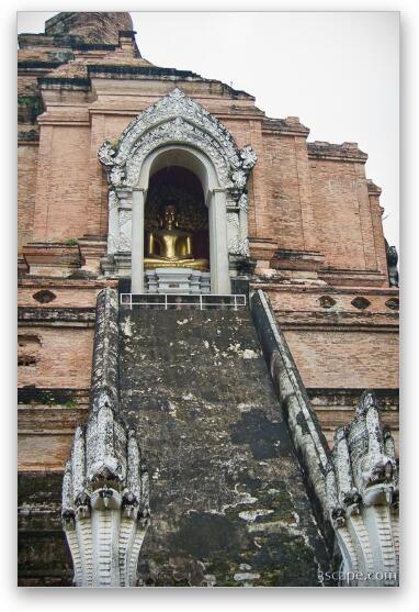 Naga staircase at Wat Chedi Luang Fine Art Print