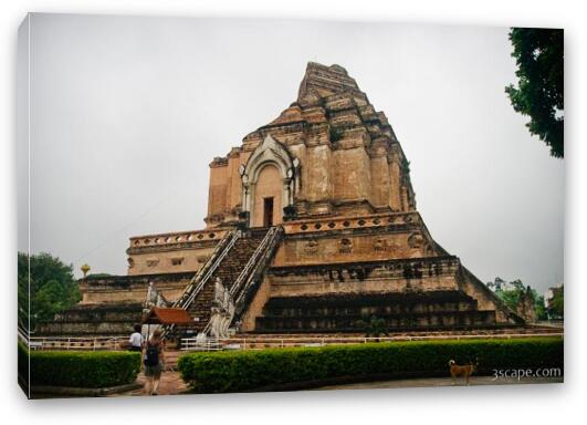 Huge pagoda of Wat Chedi Luang was partially destroyed in a 1545 earthquake Fine Art Canvas Print