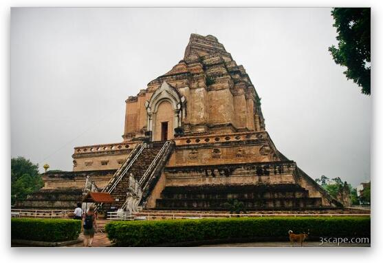 Huge pagoda of Wat Chedi Luang was partially destroyed in a 1545 earthquake Fine Art Metal Print