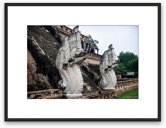 Naga staircase at Wat Chedi Luang Framed Fine Art Print