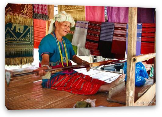 Karen woman weaving Fine Art Canvas Print