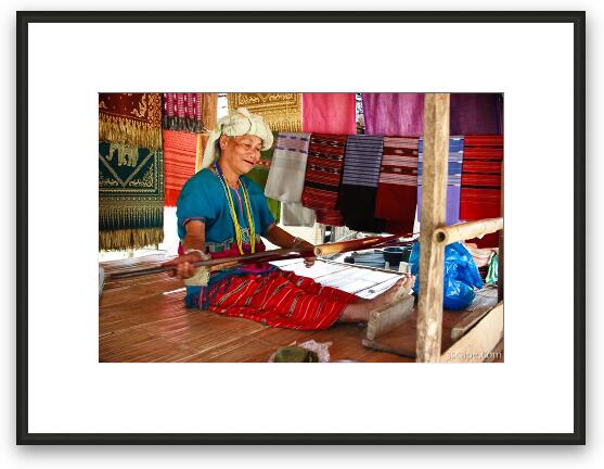 Karen woman weaving Framed Fine Art Print