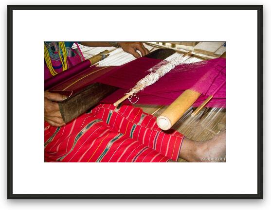 Karen tribe woman making a silk scarf Framed Fine Art Print