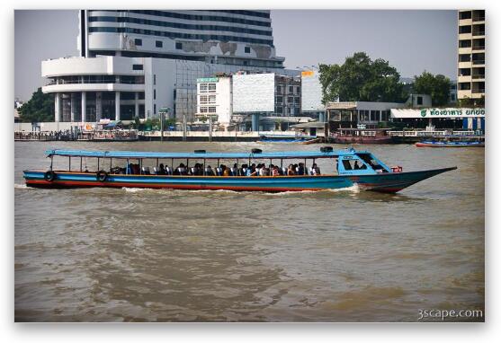 Water taxi on Chao Phraya Fine Art Metal Print