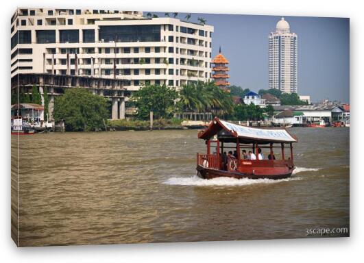 Water taxi on Chao Phraya Fine Art Canvas Print