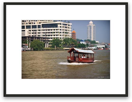 Water taxi on Chao Phraya Framed Fine Art Print