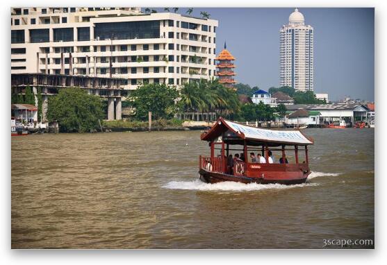 Water taxi on Chao Phraya Fine Art Metal Print