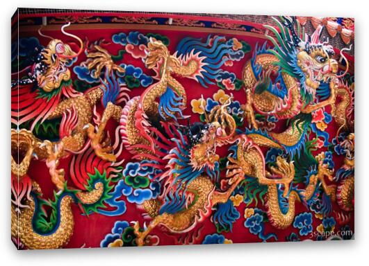 Chinese dragons at the Chee Chin Khor Temple Fine Art Canvas Print