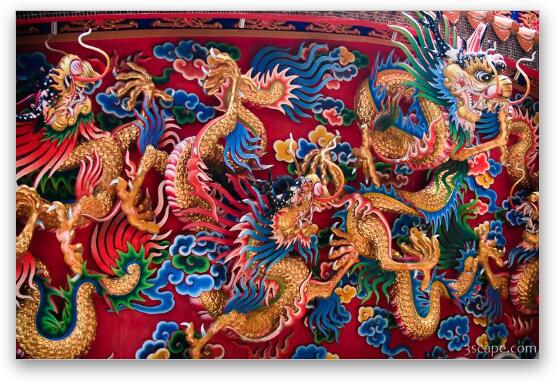 Chinese dragons at the Chee Chin Khor Temple Fine Art Metal Print