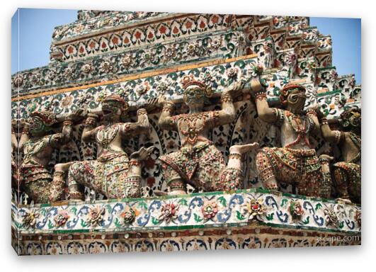 Khon figures holding up Wat Arun Fine Art Canvas Print