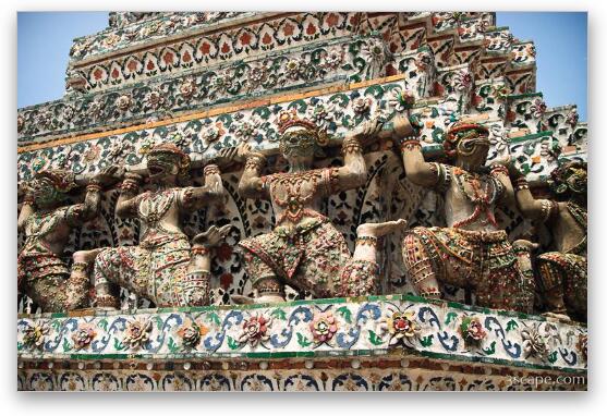 Khon figures holding up Wat Arun Fine Art Print
