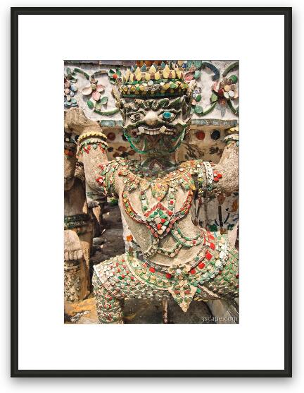 Khon figure holding up Wat Arun Framed Fine Art Print