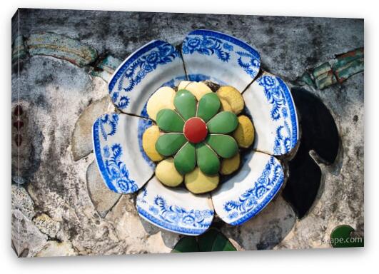 China plates used in decorating Wat Arun Fine Art Canvas Print