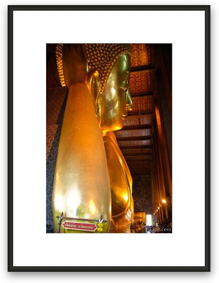 Enormous gold Reclining Buddha at Wat Pho Framed Fine Art Print
