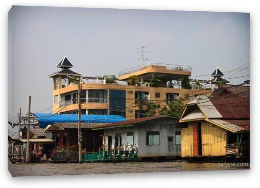 Condo along one of many canals (khlongs) Fine Art Canvas Print