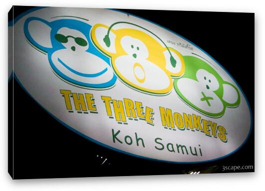 The Three Monkeys restaurant and bar - where everything on the menu had monkey in it. The word, not the actual monkey! Fine Art Canvas Print