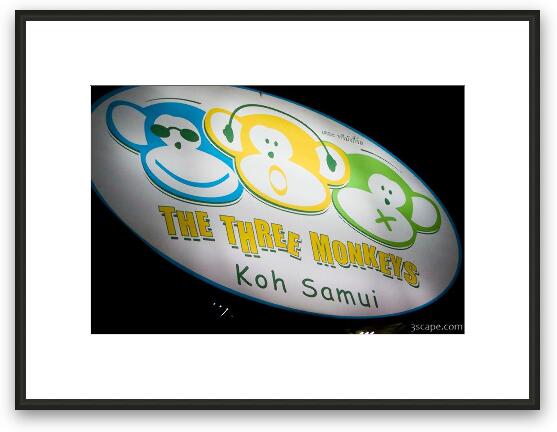 The Three Monkeys restaurant and bar - where everything on the menu had monkey in it. The word, not the actual monkey! Framed Fine Art Print