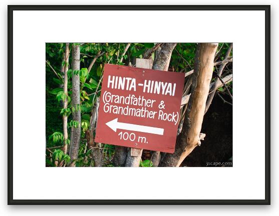 Go here to see Grandfather and Grandmother rocks - don't let this sign fool you Framed Fine Art Print