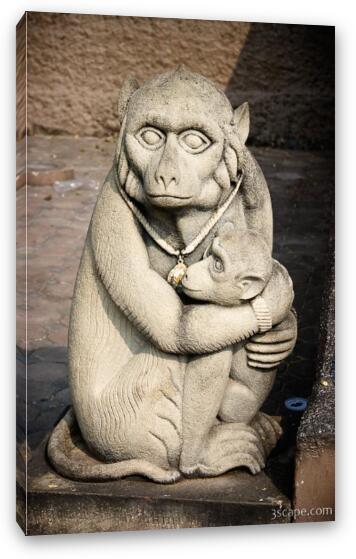 Monkey statue, Phra Kan Shrine Fine Art Canvas Print